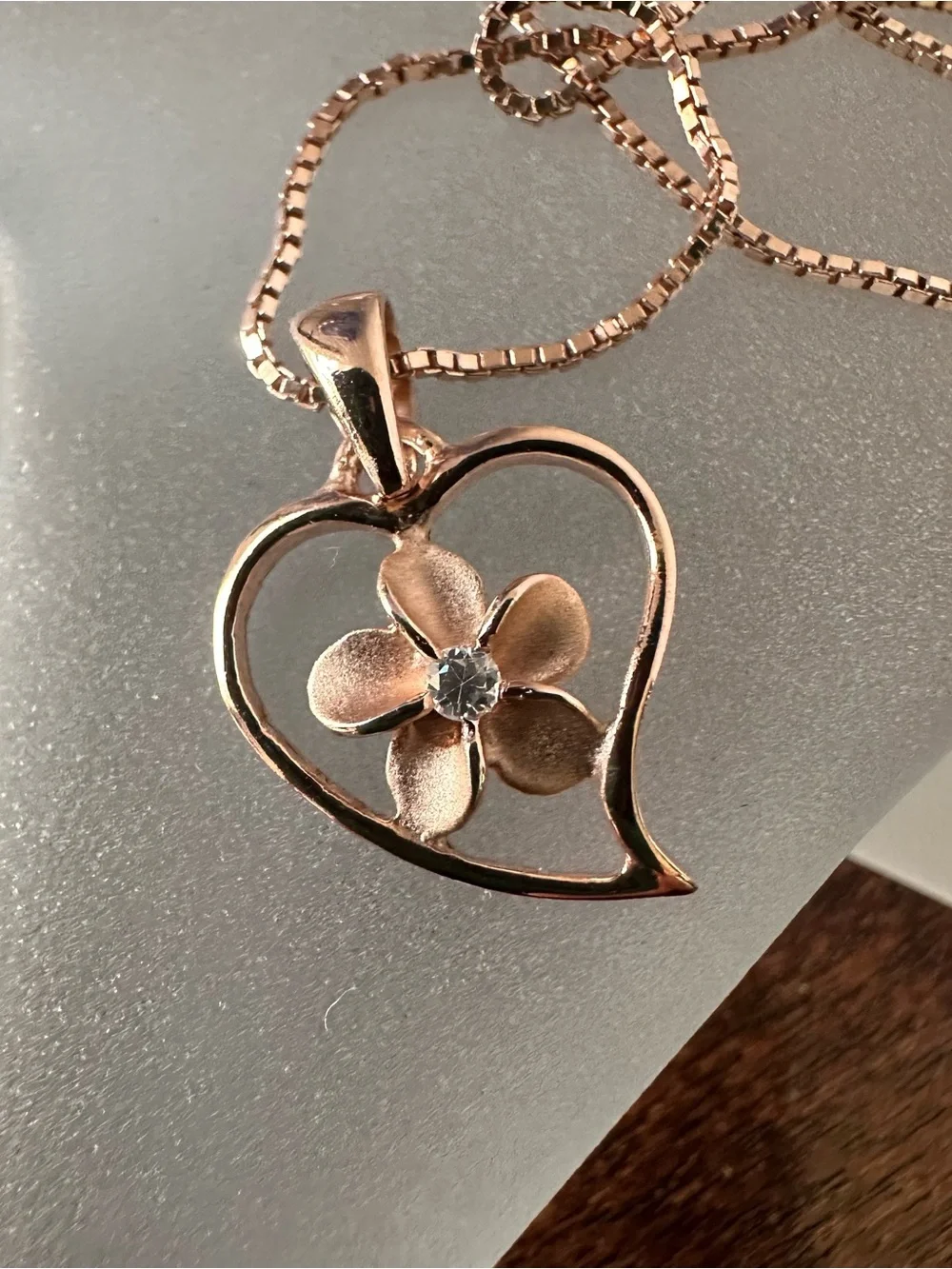Rose gold over sterling silver plumeria necklace